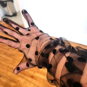 Sheer polka dot opera gloves